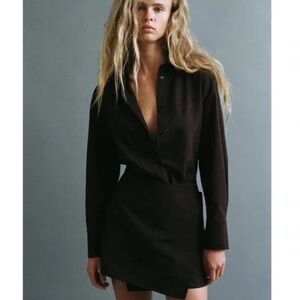 Zara Dark Brown Long Sleeve Dress